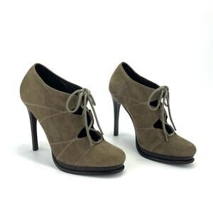 DVF Diane Von Furstenberg Guardian Stiletto Platform Bootie Sz 6.5 Tan Kid Suede